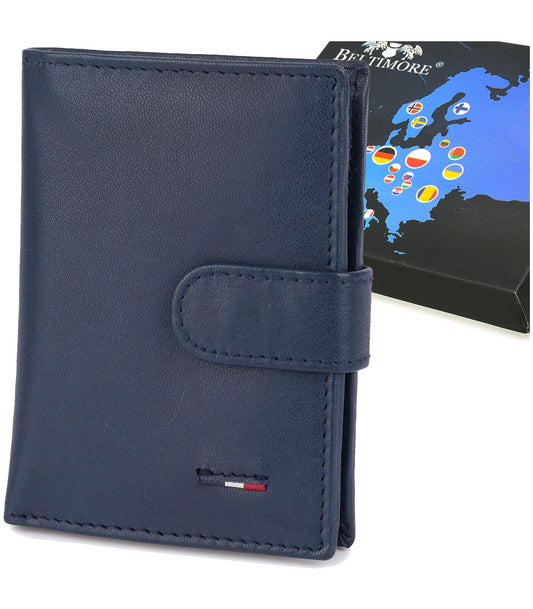 Portfel skórzany męski mały pionowy z flagą RFiD Beltimore D53