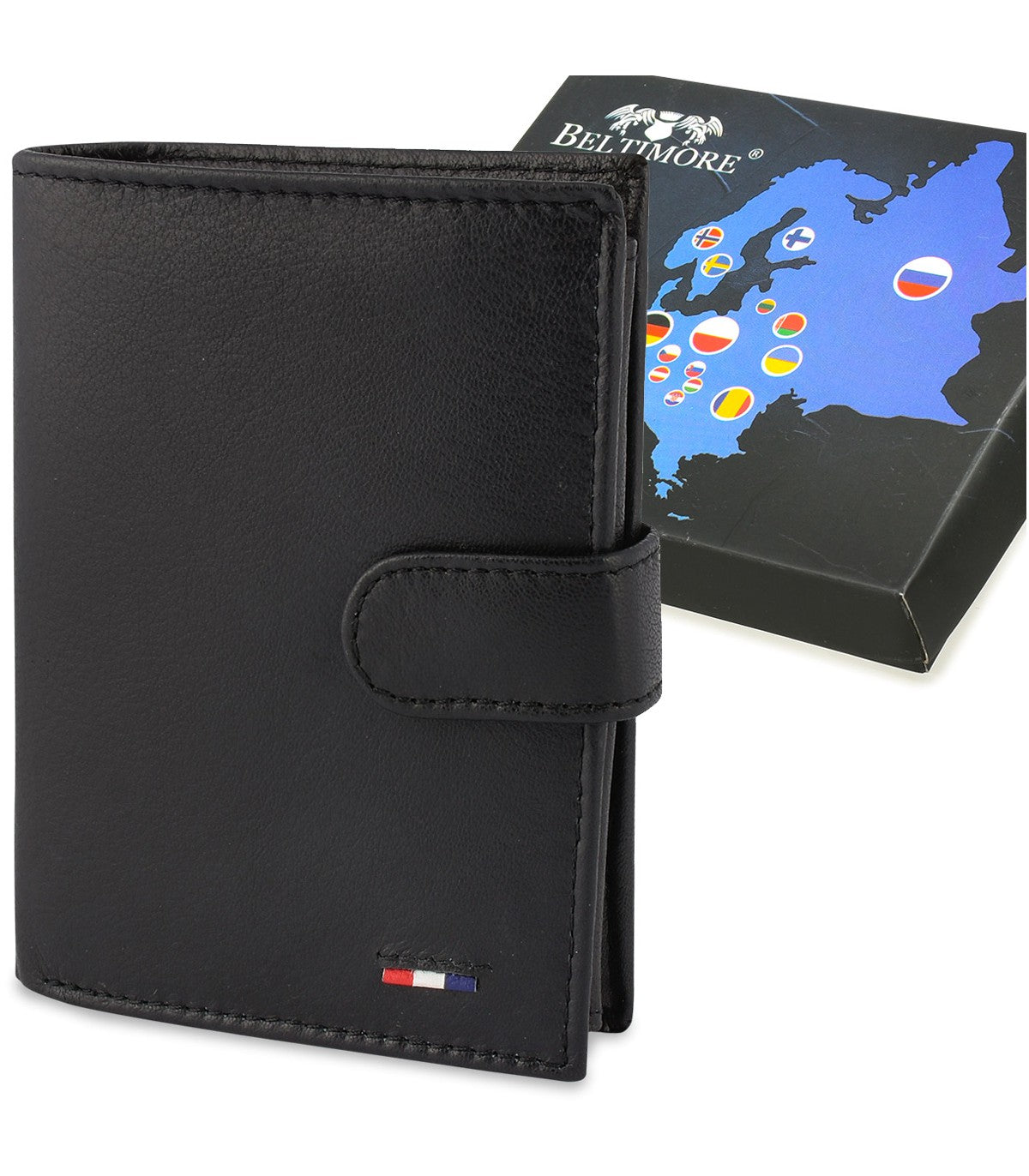 Męski portfel skórzany klasyczny pionowy Beltimore D49 czarny lub granatowy