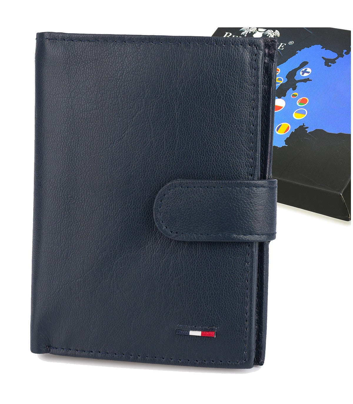 Męski portfel skórzany klasyczny pionowy Beltimore D49 czarny lub granatowy