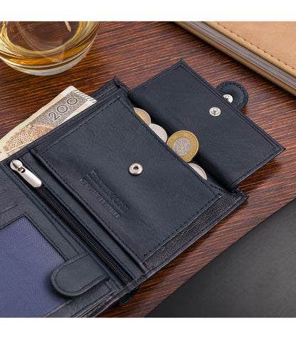 Męski portfel skórzany klasyczny pionowy Beltimore D49 czarny lub granatowy