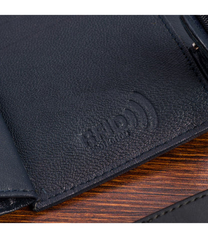 Męski portfel skórzany klasyczny pionowy Beltimore D49 czarny lub granatowy