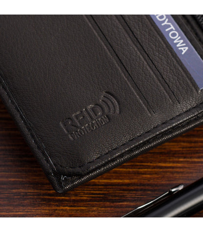 Męski portfel skórzany klasyczny pionowy Beltimore D49 czarny lub granatowy