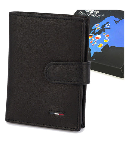 Portfel skórzany męski mały pionowy z flagą RFiD Beltimore D53