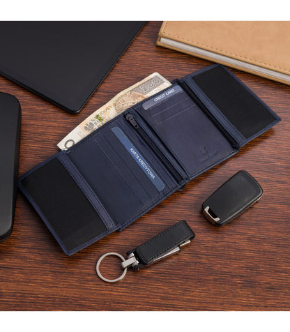 Portfel skórzany męski mały pionowy z flagą RFiD Beltimore D53