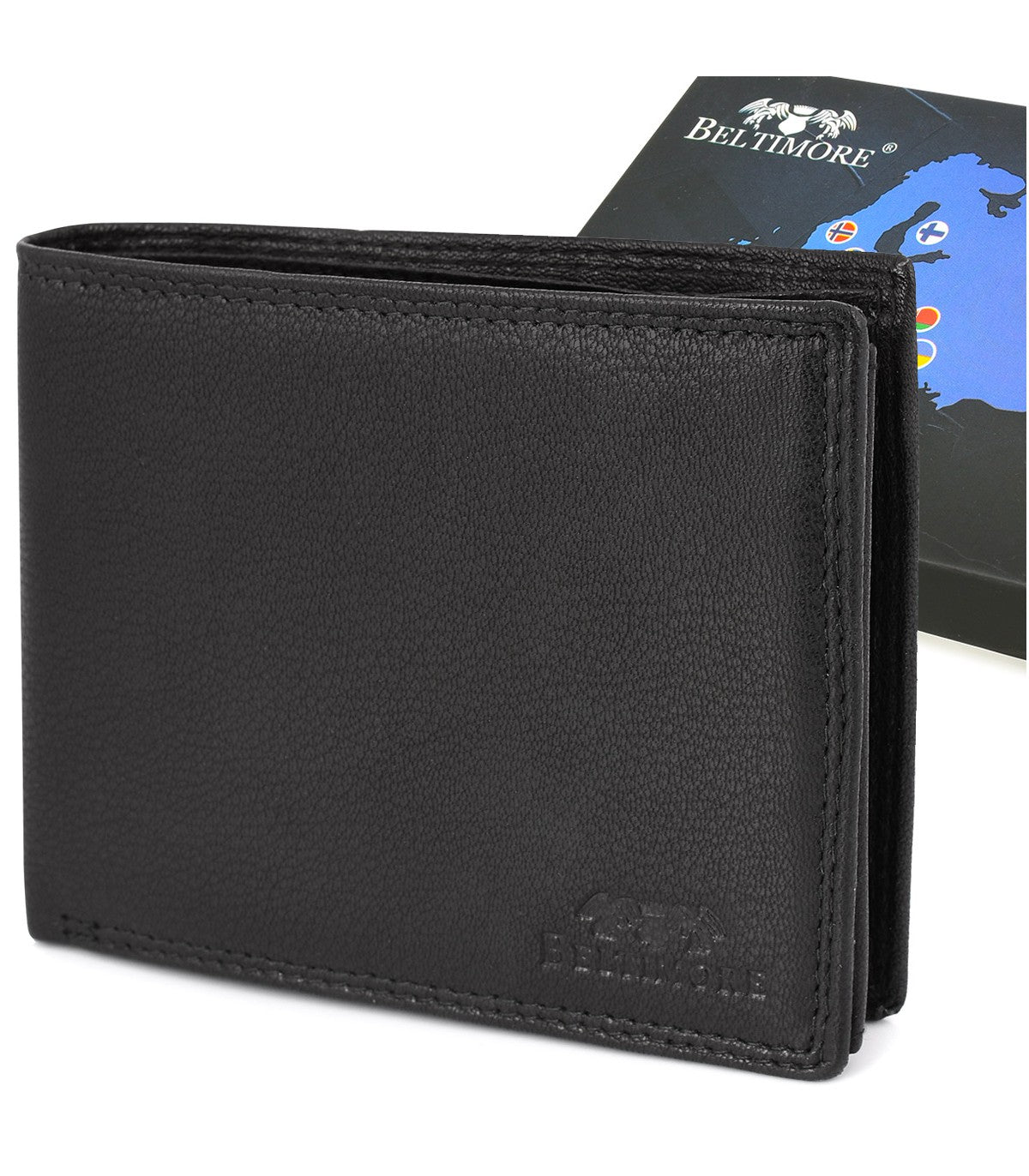 Męski portfel skórzany klasyczny RFiD czarny Beltimore K41