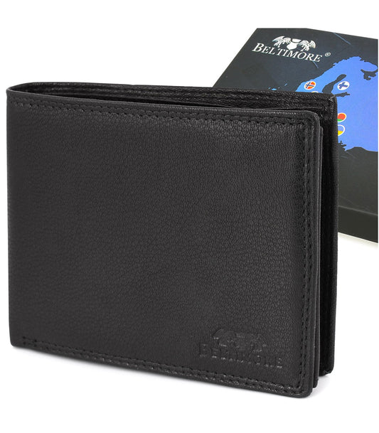 Męski portfel skórzany klasyczny RFiD czarny Beltimore K41
