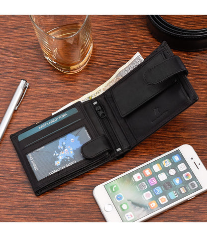 Męski portfel skórzany klasyczny RFiD czarny Beltimore U92