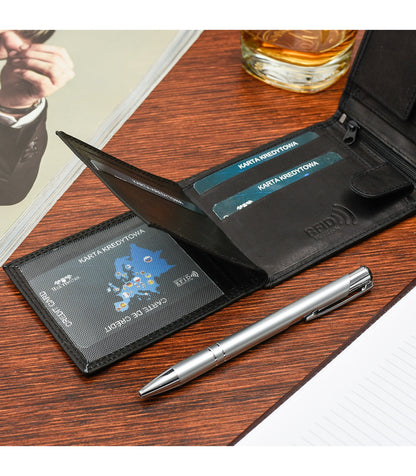 Męski portfel skórzany klasyczny RFiD czarny Beltimore U92