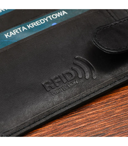 Męski portfel skórzany klasyczny RFiD czarny Beltimore U92
